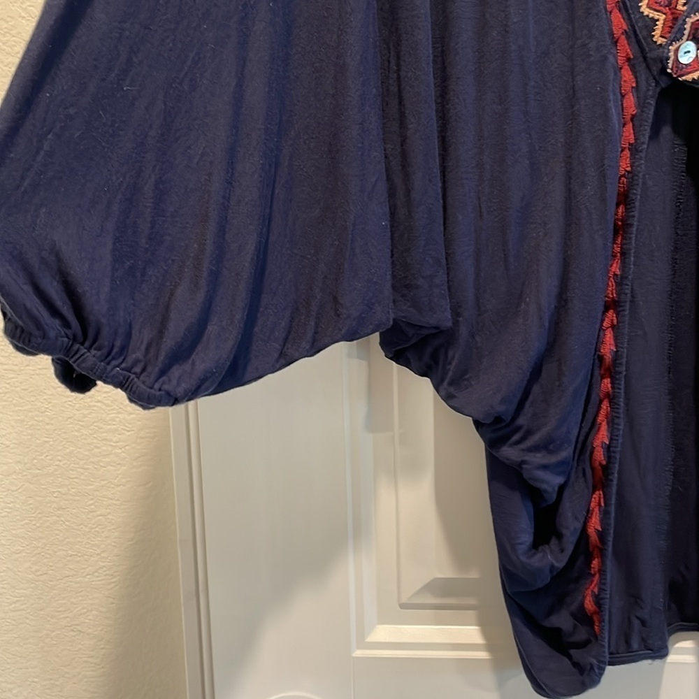 Umgee Women’s Cardigan Large Blue Embroidered Trim Cocoon Contemporary Bohemian - Picture 4 of 16